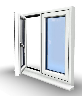 945mm (W) x 895mm (H) PVCu StormProof Casement Window - 1 LEFT Opening Window -  Toughened Safety Glass - White - 9
