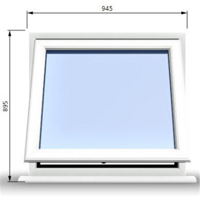 945mm (W) x 895mm (H) PVCu StormProof Window - 1 Opening Window- 70mm Cill - Chrome Handles - Toughened Safety Glass - White