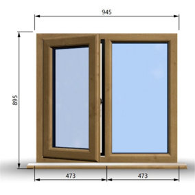 945mm (W) x 895mm (H) Wooden Stormproof Window - 1/2 Left Opening Window - Toughened Safety Glass