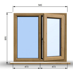 945mm (W) x 895mm (H) Wooden Stormproof Window - 1/2 Right Opening Window - Toughened Safety Glass
