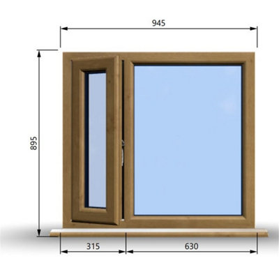 945mm (W) x 895mm (H) Wooden Stormproof Window - 1/3 Left Opening ...