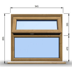 945mm (W) x 895mm (H) Wooden Stormproof Window - 1 Top Opening Window -Toughened Safety Glass