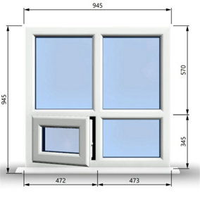 945mm (W) x 945mm (H) PVCu StormProof Casement Window - 1 Bottom Opening Window (Left) -  White Internal & External