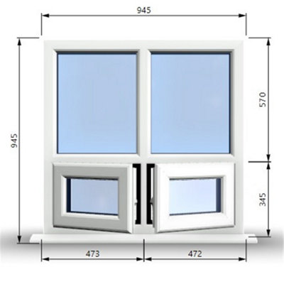 945mm (W) x 945mm (H) PVCu StormProof Casement Window - 2 Bottom ...