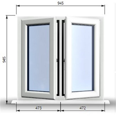 945mm (W) x 945mm (H) PVCu StormProof Casement Window - 2 Central ...