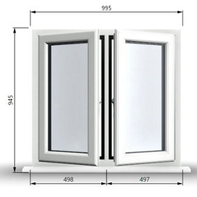 945mm (W) x 945mm (H) PVCu StormProof Casement Window - 2 Central Opening Windows -  White Internal & External