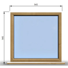 945mm (W) x 945mm (H) Wooden Stormproof Window - 1 Window (NON Opening) - Toughened Safety Glass