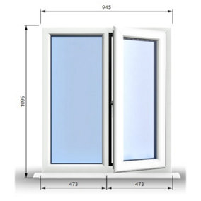 945mm (W) x 995mm (H) PVCu StormProof Casement Window - 1 RIGHT Opening Window -  Toughened Safety Glass - White