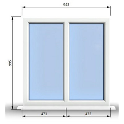 945mm (W) x 995mm (H) PVCu StormProof Casement Window - 2 Vertical ...