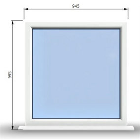 945mm (W) x 995mm (H) PVCu StormProof Window - 1 Non Opening Window - Toughened Safety Glass - White