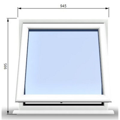 945mm (W) x 995mm (H) PVCu StormProof Window - 1 Opening Window- 70mm Cill - Chrome Handles - Toughened Safety Glass - White