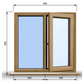 945mm (W) x 995mm (H) Wooden Stormproof Window - 1/2 Right Opening Window - Toughened Safety Glass