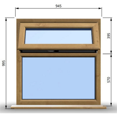 945mm (W) x 995mm (H) Wooden Stormproof Window - 1 Top Opening Window -Toughened Safety Glass