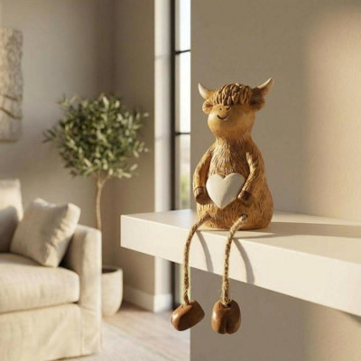  - Highland Cow Heart Shelf Sitter