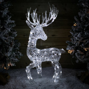 94cm Soft Acrylic Flashing LED Reindeer Christmas Decoration with Timer in Cool White