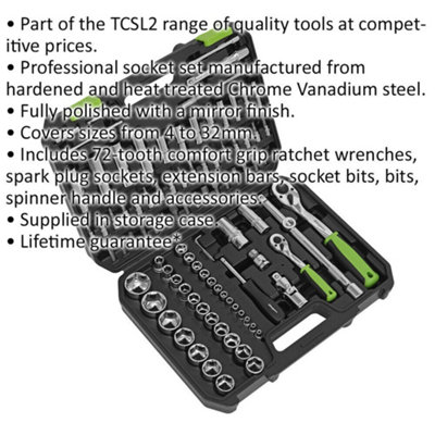 94pc PREMIUM Socket / Bit & Ratchet Handle Set - 1/4" 1/2" Drive 6 Point Metric