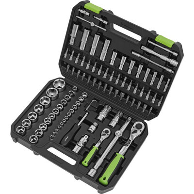 94pc PREMIUM Socket / Bit & Ratchet Handle Set - 1/4" 1/2" Drive 6 Point Metric