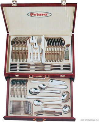 95 Piece Cutlery Set Wooden Case Kitchen Restaurant Spoons Tableware Dinner