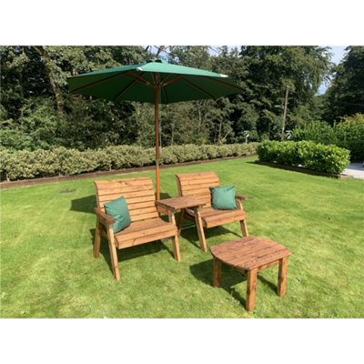 B&Q -  Grand Twin Straight With Coffee Table2 X Scatter Cushion Green & 1 X Parasol Green & Base