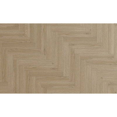  - Aspen Oak Natural Brown Wood Effect Click Laminate Flooring-Herringbone (8mm),for All Rooms & Commercial Usage-Covers 2.57Sqm