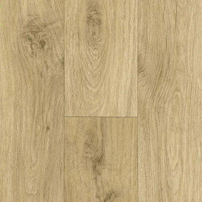 B&Q Beige Wood Effect Vinyl Flooring For Livingroom, Hallway, Kitchen, 2.7Mm Cushion Backed Vinyl Sheet-2M(6'6") X 4M(13'1")-8M²