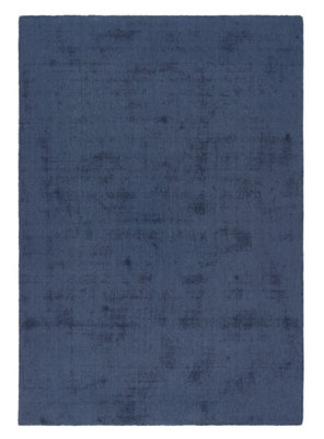 Navy Modern Plain RugHandmade Easy To Clean RugModern Rug For BedroomLiving Room& Dining Room-200Cm (Circle) from B&Q