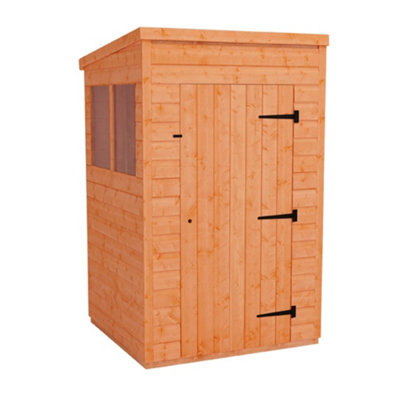 Horsforth 4 X 4 (1.23M X 1.15M) Wooden Tongue And Groove Pent Shed - Single Door (12mm T&g Floor And Roof) (4Ft X 4Ft) (4X4)