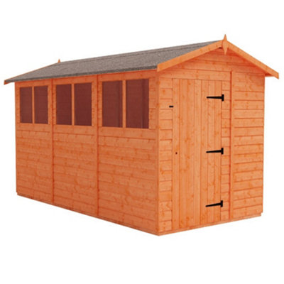 Horsforth 12 X 6 (3.53M X 1.75M) Wooden Tongue And Groove Garden Apex Shed - Single Door (12mm T&g Floor And Roof) (12Ft X 6Ft) (12X6)