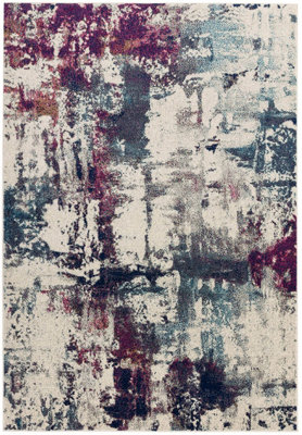 Modern RugAbstract Bedroom RugStain-Resistant Diningroom RugEasy To Clean Abstract RugNavy Rug-120Cm X 170Cm from B&Q