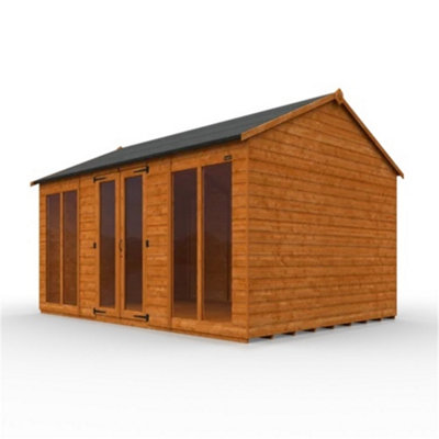 14Ft X 10Ft (4150mm X 2950mm) Horsforth Shiplap Full Pane Apex Retreat Summerhouse With 4 Windows