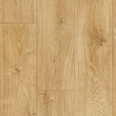  - Light Brown Wood Effect Non Slip Vinyl Flooring For LivingroomKitchen2mm Felt Backing Vinyl Sheet-7M(23') X 4M(13'1")-28M²