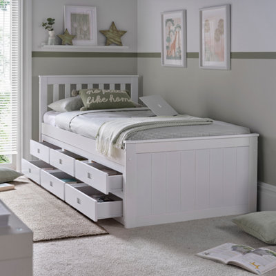 B&Q -  Nova White Wooden 6 Drawer Storage Bed With Pocket Mattress Single