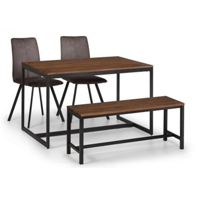 Ashfield Tribeca Walnut Dining TableBench & 2 Monroe Chairs from B&Q