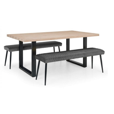 Ashfield Berwick Dining Table & 2 Luxe Low Grey Benches from B&Q