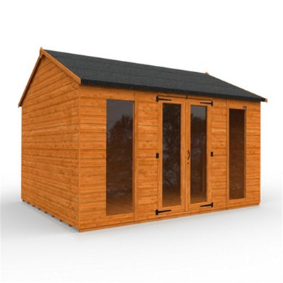 12Ft X 10Ft (3550mm X 2950mm) Horsforth Shiplap Full Pane Apex Retreat Summerhouse With 2 Windows