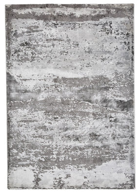 Grey Abstract RugEasy To Clean RugStain-Resistant RugGrey Rug For BedroomLivingroom& Diningroom-200Cm X 290Cm from B&Q