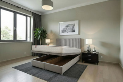 Knight Sleep Emily Ottoman Bed Silver Plush 6Ft  With Mattress & 24"headboardSuper King from B&Q