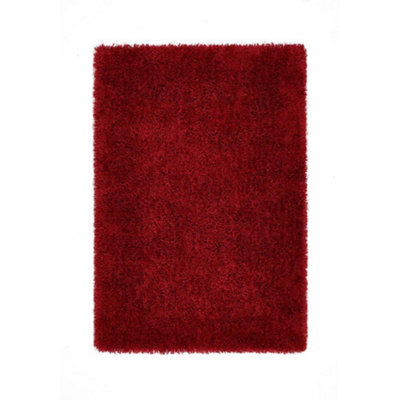 Red Handmade Rug50mm Thickness Plain Shaggy RugModern Luxurious Red Rug For Bedroom& Dining Room-67 X 200Cm (Runner) from B&Q
