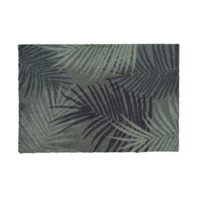 Abstract Leaves Machine Washable Anti-Slip Recycled Floor Mat For EntranceKitchen & Hallway-90Cm X 67Cm from B&Q