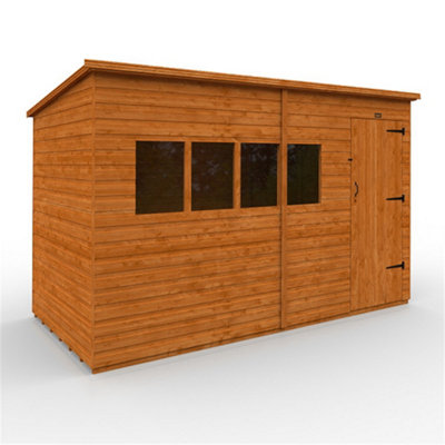 12Ft X 6Ft (3550mm X 1750mm) Horsforth Deluxe Shiplap Pent Shed With 4 Window (12mm Tongue And Groove Floor And Roof)