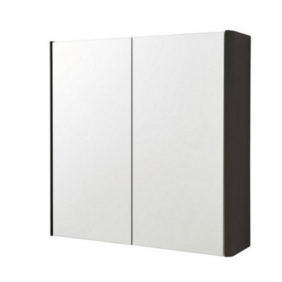 Clifton 2-Door Mirror Bathroom Cabinet 600mm H X 600mm WMatt Graphite(Arch) from B&Q
