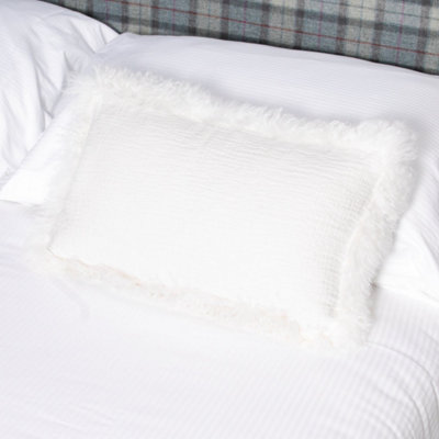 Native Natural Linen Cushion With Sheepskin Trim from B&Q