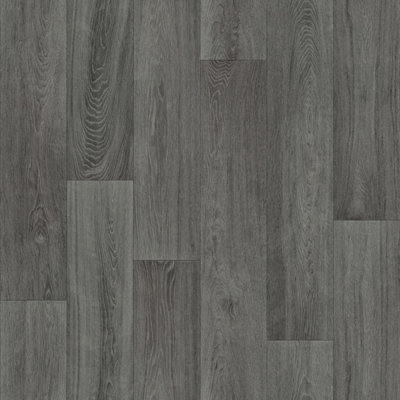  - Dusky Oak Grey Wood Effect Anti-Slip Vinyl Flooring Sheet For Kitchen Bathroom Dinning Room -5M(16'4") X 2M(6'6")-10M²