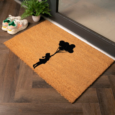 Artsy Doormats Balloon Girl Country Size Coir Doormat from B&Q