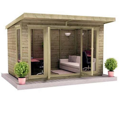 Horsforth 14Ft X 8Ft (4.26M X 2.43M) Wooden Garden Room 16mm Tongue And Groove (16mm Tongue And Groove Floor And Roof) (14 X 8) (14X8)