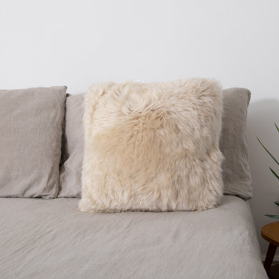 Native Natural Double Sided Beige Sheepskin Cushion 45X45Cm from B&Q
