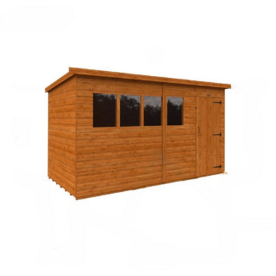 12Ft X 8Ft (3550mm X 2350mm) Horsforth Shiplap Pent Shed With 4 Windows (12mm Tongue And Groove Floor And Roof)