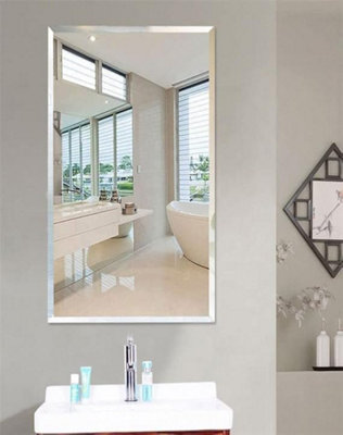 Biznest 30X45Cm Frameless Rectangle Wall Mounted Mirror For Bathroom Living Room Home Décor from B&Q