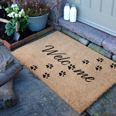 Artsy Doormats Welcome Paws Coir Doormat (90 X 60Cm) from B&Q