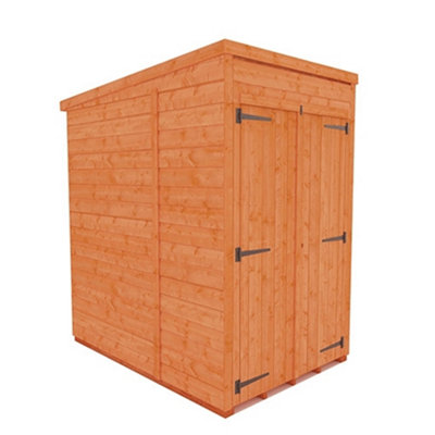 Horsforth 4 X 6 (1.23M X 1.75M) Windowless Wooden Tongue And Groove Pent Shed With Double Door(12mm T&g Floor And Roof) (4Ft X 6Ft) (4X6)